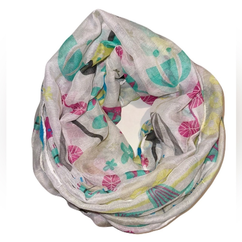 Colorful flower print infinity scarf